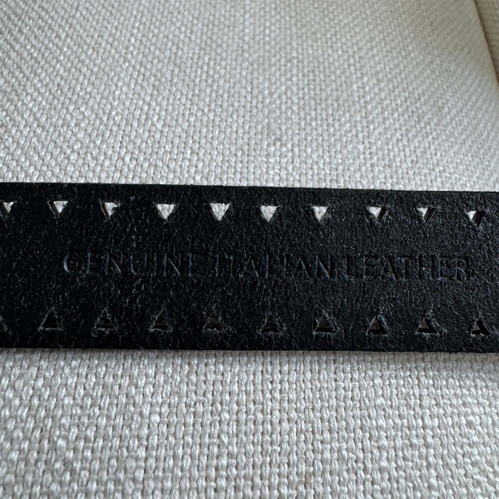 Lauren Ralph Lauren Vintage Black Leather Cut Out Geometric Belt Silver Buckle - Picture 7 of 13